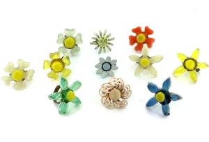 Lotto (11) Anelli Power Fiori Regolabili Vintage Plastica, Resina, Metallo - Foto 1 di 10