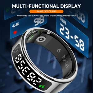 Smart Ring Fitness Tracker Display Screen Heart Rate SPO2/BP Sleep Monitoring - Picture 1 of 24