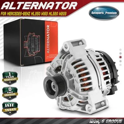 Alternador para Mercedes-Benz ML350 W163 ML320 W203 120A 12V CW polea de 6 ranuras Foto 1 de 4