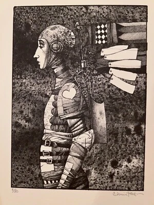 James Christensen - Messenger of the Heart-Original Stone Lithograph- Monochrome - Image 1 of 3