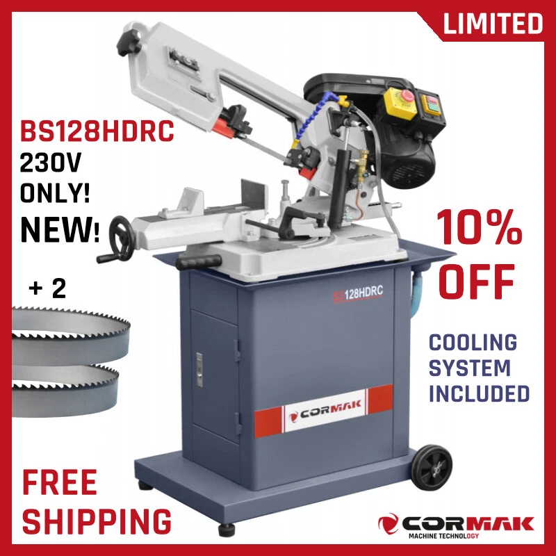 CORMAK Metallbandsäge BS128HDRC Bandsäge Kühlsystem 230V + 2 Sägeblatter+ZW580