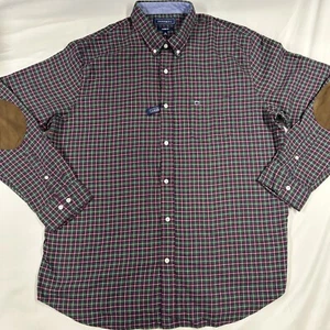 Men's Crown & Ivy Long Sleeve Button Down Check Plaid Flannel Shirt XL Elbow Pad - Picture 1 of 15
