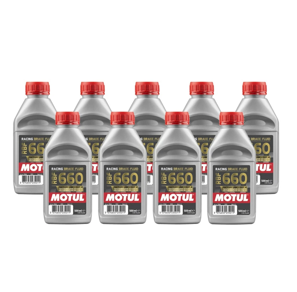 Fluido de freio de corrida Motul DOT4 RBF 660 FACTORY LINE 4,5L totalmente sintético 9 x 0,5L - Imagem 1 de 1