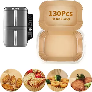 130Pcs Air Fryer Liners Disposable for Ninja SL401/SL201/SL451, Rectangle Baking - Picture 1 of 7