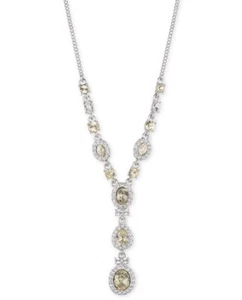 $78 GIVENCHY SILVER TONE COLORED CRYSTAL LARIAT NECKLACE JGV12 - Picture 1 of 7