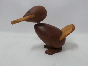 Vintage Danish MCM Heireth Teak Wooden Duck Handmade Figurine Swivel Head 3.75" - Picture 1 of 11