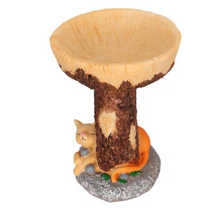 Bird Bath Bowl The Cat And Bird Bath Made Of Resin Bird Decor ANA - Picture 1 of 23