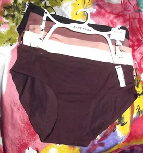 5 NEW ANNE KLEIN AK10181 BWN ULTRA SOFT BONDED NO SHOW MF HIPSTER PANTIES M - Picture 1 of 2