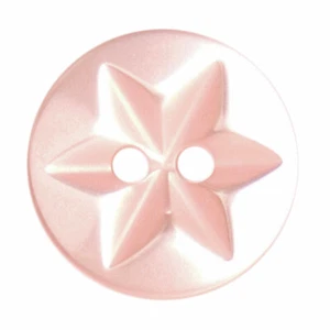 ROUND BUTTONS STAR ENGRAVED x10 18mm 2 sew thru holes Glossy BABY PINK flower - Picture 1 of 2