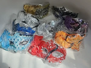 LOT 9PCS Glitter Masquerade Feather Venetian Mask Fancy Dress Ball Eye Mask Part - Picture 1 of 10
