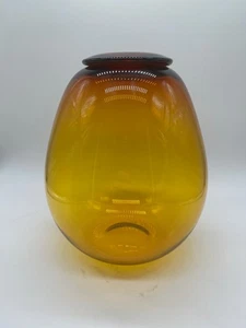 Cal Breed Orbix Art Glas 2004 signiert große bernsteinfarbene Eiervase - Bild 1 von 9