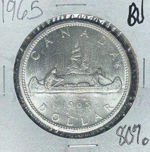 Dólar de plata de Canadá 1965 ~ Bu ~ hermosa moneda ~ 80 % plata - Imagen 1 de 2