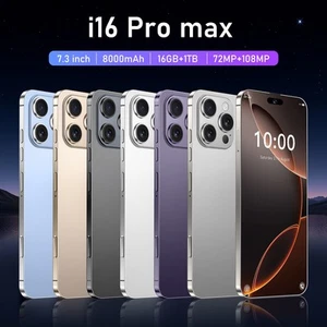 I16 Pro Max 7.3" Global Unlocked Smartphone 1TB Dual SIM Cell Phone - Picture 1 of 26