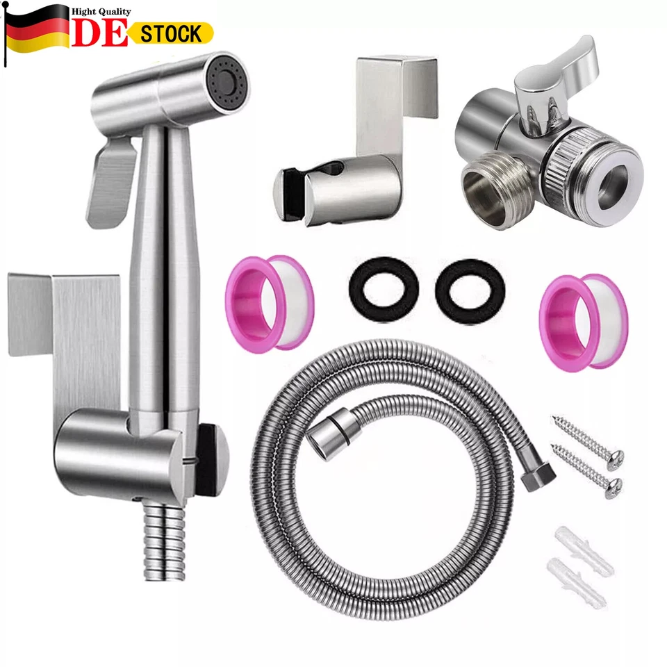 Bidet Brause mit Halter Edelstahl WC Hand Duschkopf Intim Hygiene Dusche Bad Set - Bild 1 von 4