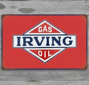 Letrero de metal Irving Gas & Oil 8 x 12 vintage novedoso hecho en EE. UU. ¡Nuevo! - Imagen 1 de 3