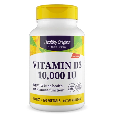Healthy Origins Vitamin D3 10,000iu 120 Softgels Immune Health & Strong Bones