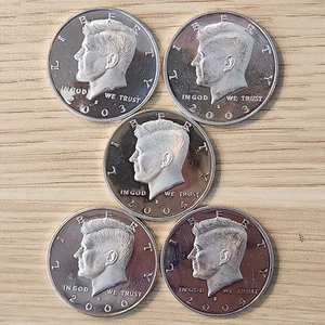 Lot (5) 2000 - 2004 S ~ Silber Kennedy Half Dollar Proof Lot, 90% Silber, Jfk-Pr - Bild 1 von 5