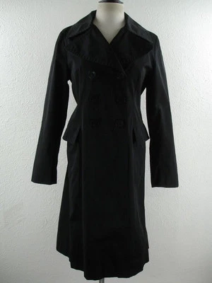 Mujer M Anne Klein Negro Clásico Trench Lluvia Vestido Abrigo Doble Pecho Largo Foto 1 de 4