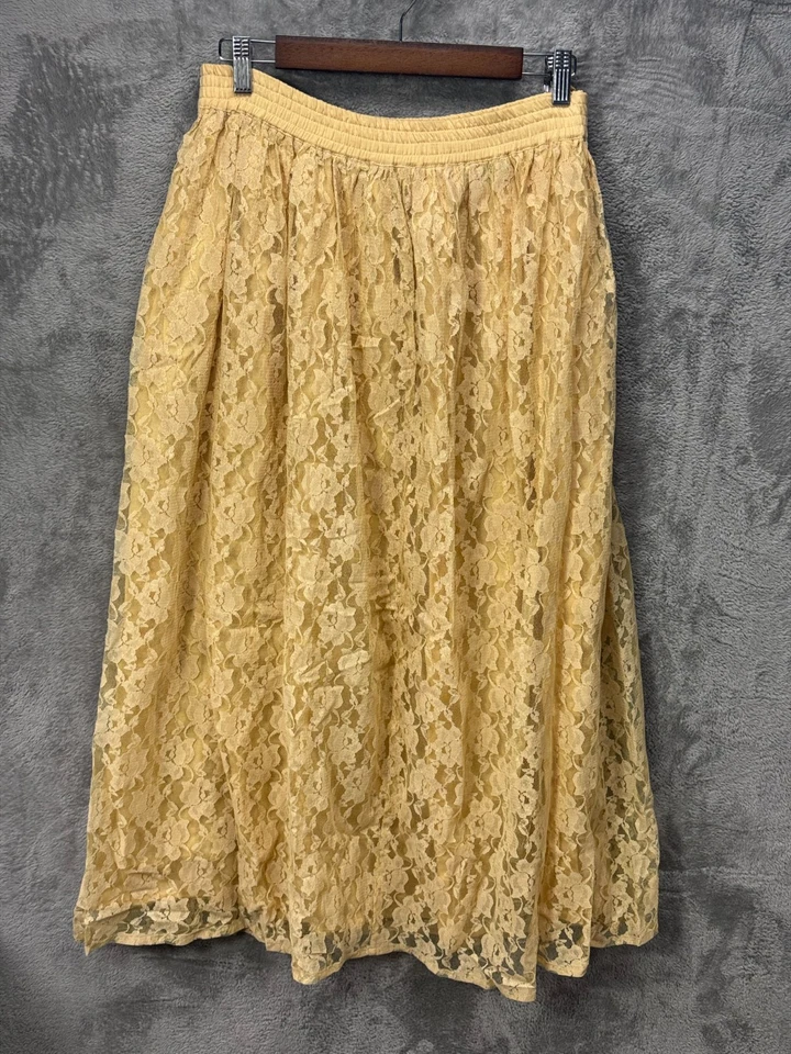 Maxi Falda Phool Encaje Superpuesto Cintura Elástica Talla M Amarillo Pastel Hada Boho Foto 1 de 4