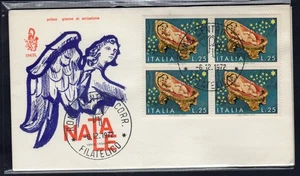 Italia FDC Venetia 1972 Natale quartina non viaggiata - Picture 1 of 1
