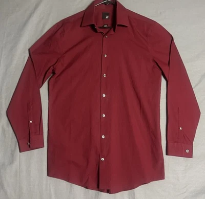 Camisa J. Ferrar Roja Para Hombre Ajustada Talla 15-15.5-32/33 Vestido Clásico Preppy **Ver Fotos* Foto 1 de 4