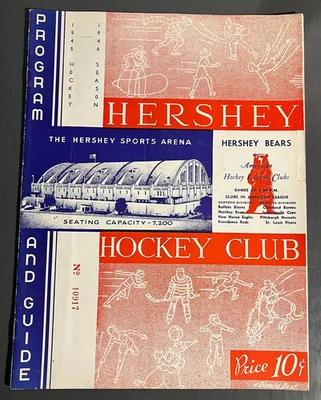 1945 HERSHEY BEARS AHL HOCKEY PROGRAM v. PITTSBURGH HORNETS BILL GOODEN EX. COND - Image 1 of 4