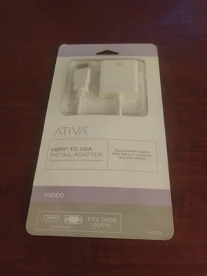 Ativa HDMI to VGA Pigtail Adapter White NEW - Image 1 of 2