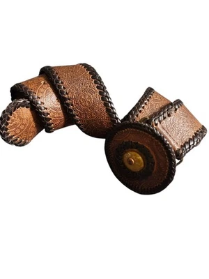 Cinturón de cuero marrón cintura tooled decorativo ajustable mediano Chico's para mujer  Foto 1 de 4