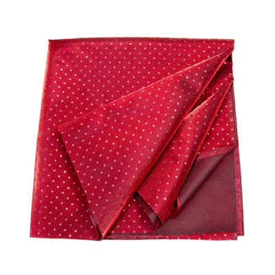 Metallic Red Glitter Polka Dot Fabric Panel Semi-Sheer Sewing Material Remnant - Image 1 of 4