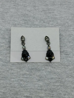 Pendientes colgantes perforados de estrás naranja negro tono metal pistola 1928 firmados de colección Foto 1 de 4