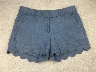 Pantalones cortos J Crew cambray con dobladillo festoneado para mujer talla 2 azul entrepierna 4” Y2K Foto 1 de 4
