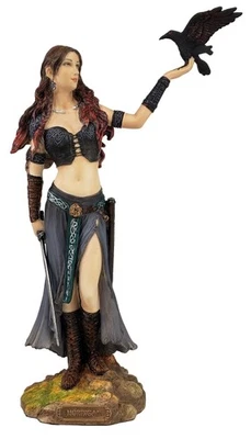 VERONESE DESIGN 11" Morrigan Celtic Raven Goddess of War and Death Statue Color Hand Painted