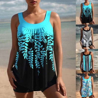 Conjunto Tankini Estampado para Mujer con Pantalones Cortos Traje de Baño Traje de Baño Playa Disfraz Foto 1 de 4