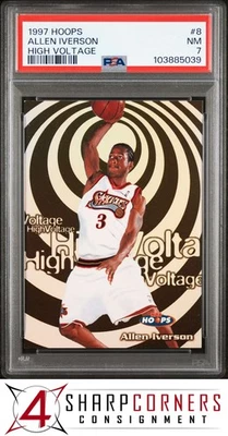 1997 HOOPS HIGH VOLTAGE #8 ALLEN IVERSON 76ERS HOF PSA 7 - Image 1 of 4