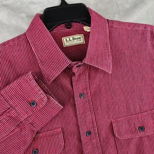 Camisa de trabajo roja grande vintage LL Bean para hombre manga larga abotonada Freeport Maine - Imagen 1 de 7
