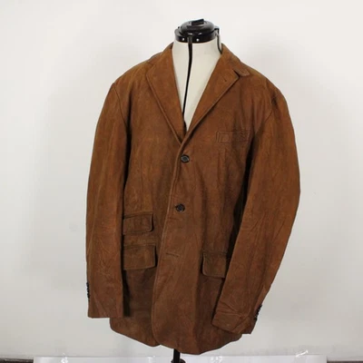 Jaqueta Polo Ralph Lauren Masculina Blazer de Couro Marrom Couro de Vaca Forrada em Tartan Tamanho M - Imagem 1 de 4