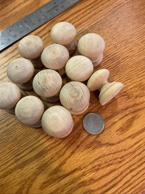 "12 perillas/tiradores de gabinete de cajón de madera redonda de arce de 1-1/8"" nuevos sin terminar" Foto 1 de 4