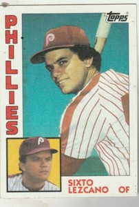 FREE SHIPPING-MINT TO NRMINT-1984 Topps #185 Sixto Lezcano Phillies +BONUS CARDS