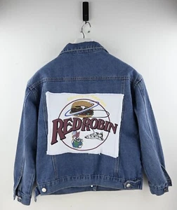 Vintage japanese denim jacket with Red Robin patch on reverse size S/UK10 - Picture 1 of 8