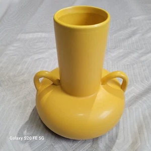 Vintage Mustard Yellow Double Loop Handles Vase MCM Mid Century - Picture 1 of 11