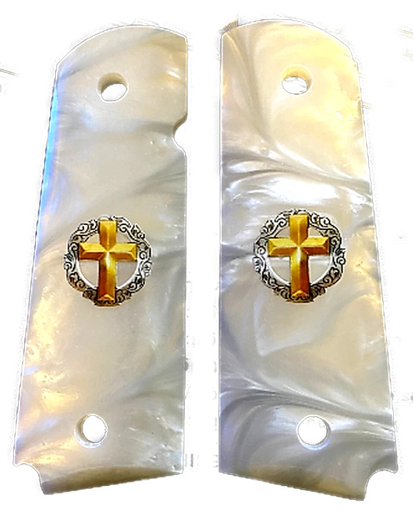 1911 grips fits COLT Springfield Rock Island + Clones One Off Cross SPECIAL wht