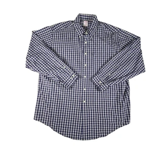 Brooks Brothers Men’s Shirt XL 346 Cotton Button Down Blue Pig Plaid - Picture 1 of 7