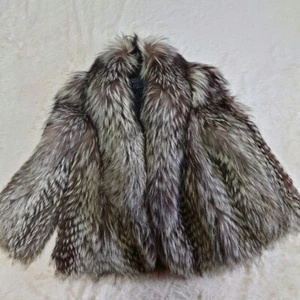 EMBA Coat Jacket Silver FOX Size Free Real Fur with for Women Brown Used From JP - Picture 1 of 11