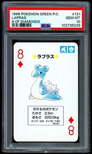 Pokemon LAPRAS Japanese GREEN Back 8 of Diamonds POKER Card #131 PSA 10 GEM MINT - Picture 1 of 2