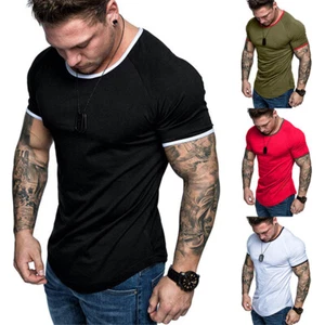 Hombres Manga Corta Prendas para el torso Camiseta Calce Suelto Deporte Gimnasio Camiseta Muscular Entrenamiento - Imagen 1 de 13