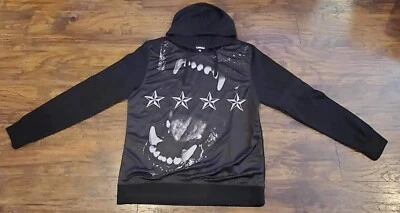 CARBON 连帽衫黑色印花网眼前套衫男式 XXL 码 — 第 1/4 张图片