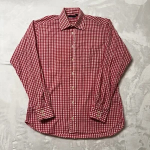 Burberry London Mens Shirt Large 15.5 Button Up Gingham Check Long Sleeve Pink - Picture 1 of 5
