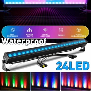 24 LED Waterproof RGB Wall Wash Light Bar DMX Stage DJ Disco Party Club Light US - Picture 1 of 16