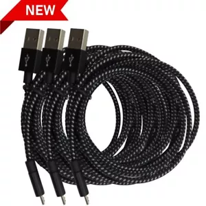 3 Pack Micro USB Cable 3/6/10Ft Fast Charger For Samsung Android Charging Cord - Picture 1 of 8