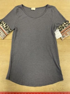 Lovely Melody Short Sleeve Top Waffle Knit Size M Blue Color BNWT - Picture 1 of 11